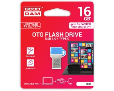 GoodRAM 16GB USB 3.0 + type C DUALDRIVE con cappuccio blu