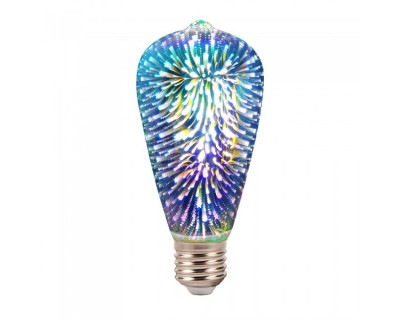 LED Bulb - 3W E27 Filament 3D ST64 3000K