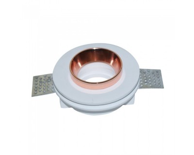 GU10 Fitting Gypsum White Recessed Light With Rose Gold Metal Round
