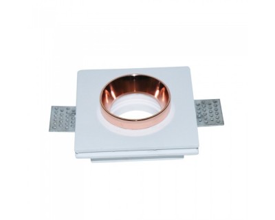 GU10 Fitting Gypsum White Recessed Light With Rose Gold Metal Square