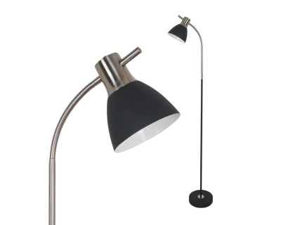Floor Lamp E27 60W Sand Black + Satin Nickel
