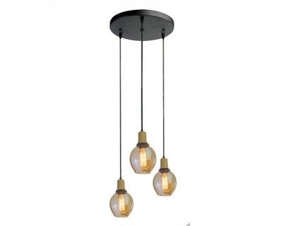 Trio Glass Pendant Lamp E27 Holder With Glass Lamp Shade Amber