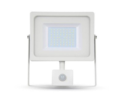 50W LED SMD Floodlight Sensor White Body 3000K