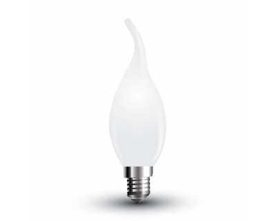 LED Bulb - 4W Filament E14 White Cover Candle Tail 4000K