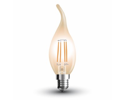 LED Bulb - 4W Filament E14 Candle Amber Cover Tail 2200K