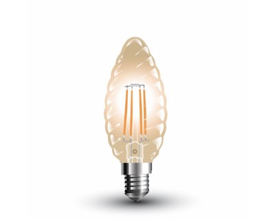 LED Bulb - 4W Filament E14 Candle Amber Cover Twist 2200K