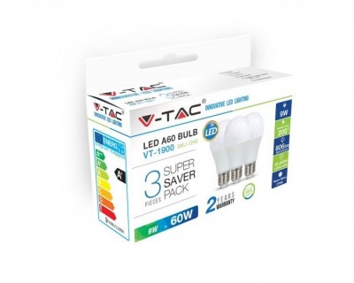 LED Bulb - 9W A60 E27 2700K - Saver Pack (Box 3 pezzi)
