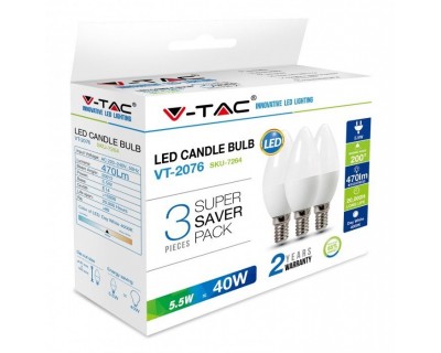 LED Bulb - 5.5W E14 Candle 2700K - Saver Pack (Box 3 pezzi)