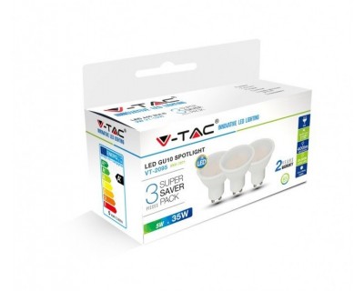 LED Spotlight - 5W GU10 SMD White Plastic 3000K (Box 3 pezzi)