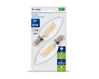 LED Bulb - 4W Filament E14 Candle 2700K (Blister 2 pezzi)