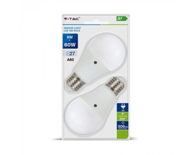 LED Bulb - 9W E27 A60 Thermoplastic Sensor 200D 2700K (Blister 2 Pezzi)