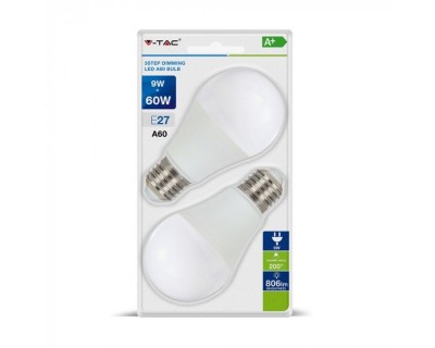 LED Bulb - 9W E27 A60 Thermoplastic 3Step Dimming 2700K (Blister 2 Pezzi)