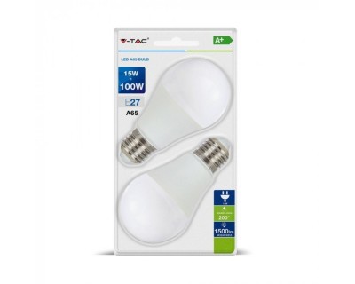 LED Bulb - 15W E27 A65 Thermoplastic 6400K (Blister 2 Pezzi)