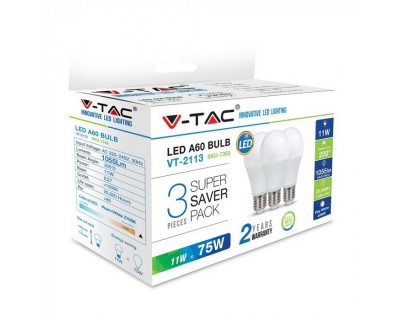 LED Bulb - 11W E27 A60 Thermoplastic 2700K (Box 3 pezzi)
