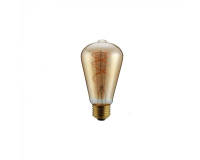 LED Bulb - 5W E27 Filament Amber Glass ST64 2200K Dimmable
