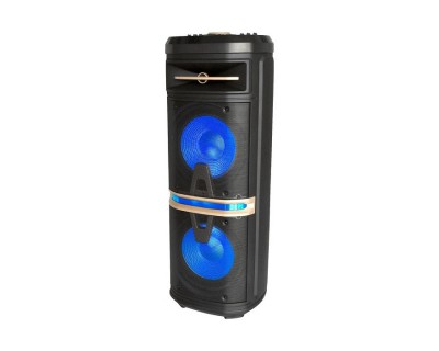 120W Rechargeable Trolley Speaker With One Wireless + One Wired Microphone RF Control RGB 2*10 inch