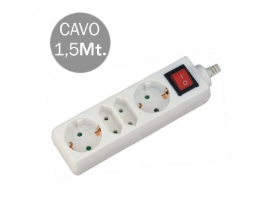 4 Holes Socket Whit Switch (3G 1.5MM2 X 1.5M ) Polybag With Card White
