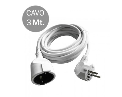 Extension Cord (3G 1.5MM 2 X 3M ) 10/16A , Polybag + Card White