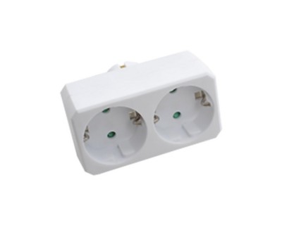 2 Ways Adapter With Earthing Contact 10/16A 250V (Label + Polybag With Headcard ) White