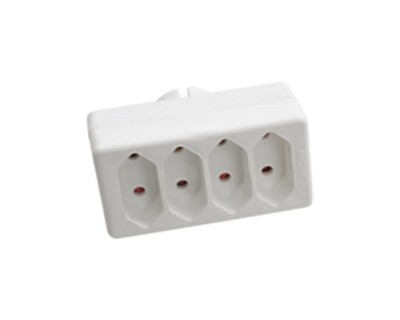 2 Ways Adapter With Earthing Contact 10A 250V (Label + Polybag With Headcard ) White