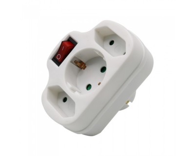 Adapter With Switch & Earthing Contact 2 Socket 2.5 1 Socket 16A