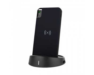 10K Mah Power Bank With Wireless Charger & Display Black Lamp Stand Black
