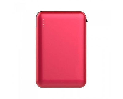 5K Mah Power Bank With Led Light Display & Built In Cable Red