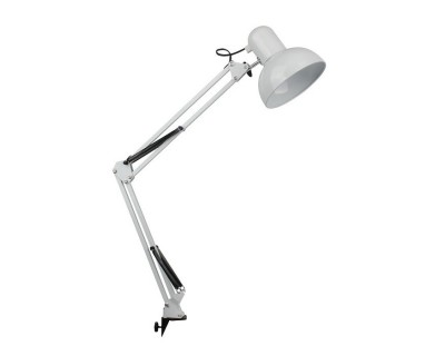 Designer Table Lamp With Adjustable Metal Bracket + Switch & E27 Holder Hookup - White
