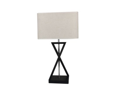 Designer Table Lamp E27 With Ivory Lamp Shade Black Base + Switch Square