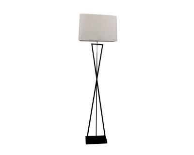 Designer Floor Lamp With Ivory Lampshade Black Square Black Metal Canopy + Switch