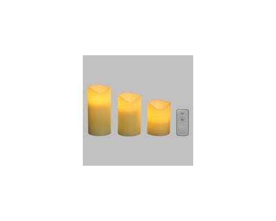 Set 3 candele avorio a batteria  led bianco caldo effetto fiamma telecomando on-off uso interno