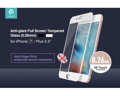 Pellicola vetro Anti Impronte Full per iPhone 7 Plus Bianca