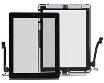 Touch Panel con Pulsante e adesivo per iPad 4 Nero AAA+