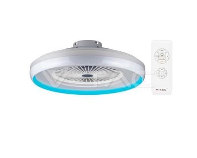 50W LED Box Fan With Ceiling Light RF Control 3in1 Motor Blue Ring