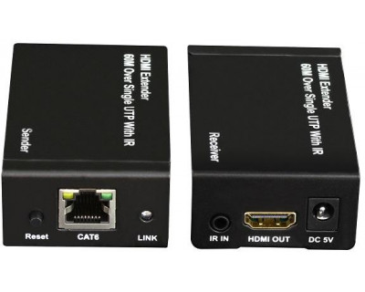 HDMI Extender by Single Cat5e/6 (60M) with IR and POC