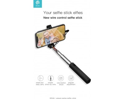 Asta Selfie per iOS e Android con Jack 3.5mm Lunga 64cm Nera