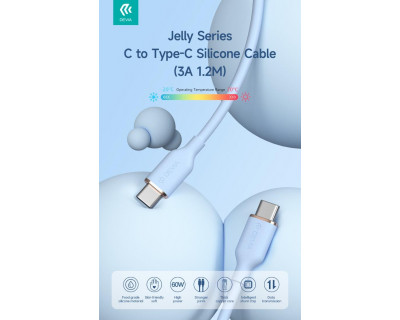 Cavo silicone Jelly da Tipo-C a Tipo-C 3A 60W 1.2M Bianco