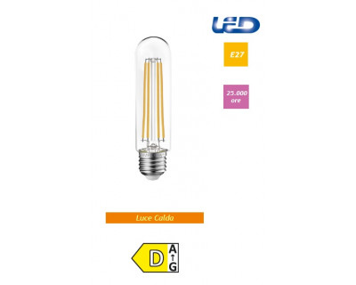 LAMPADINA LED TUBOLARE T30 E27 10W 1400lm equivalente 94W 3000K filament