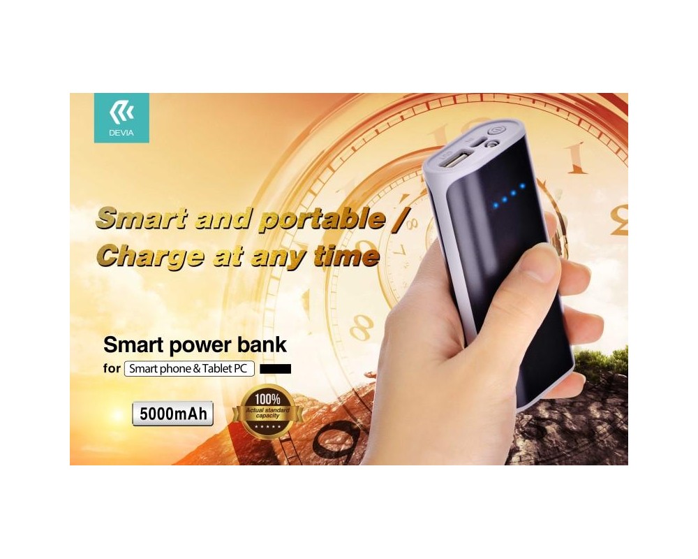 Devia Power Bank Smart 5000 m.a.con Luce Flash