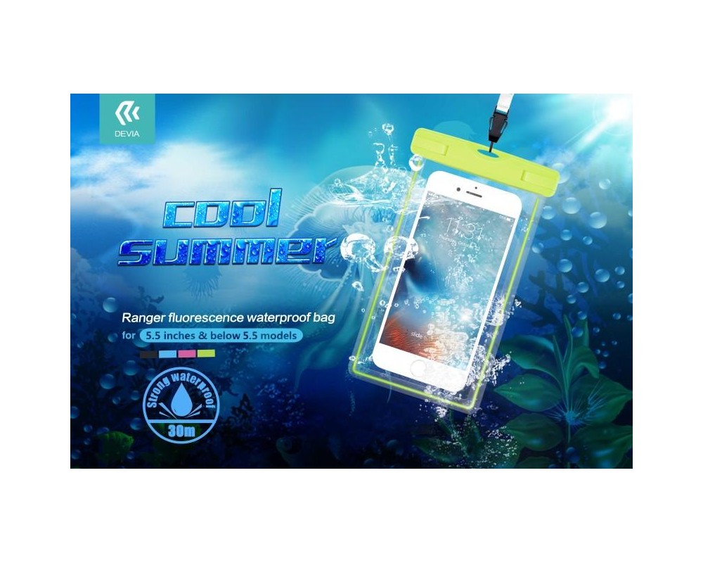 Custodia Smartphone 5.5 Fluo Waterproof fino 30 Metri Verde
