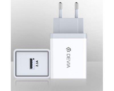 Carica Batterie Devia da muro 2.1 A. 1 Out USB 10.5W Bianco