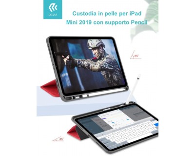 Custodia pelle per iPad Mini 2019 con supporto Pencil Nera