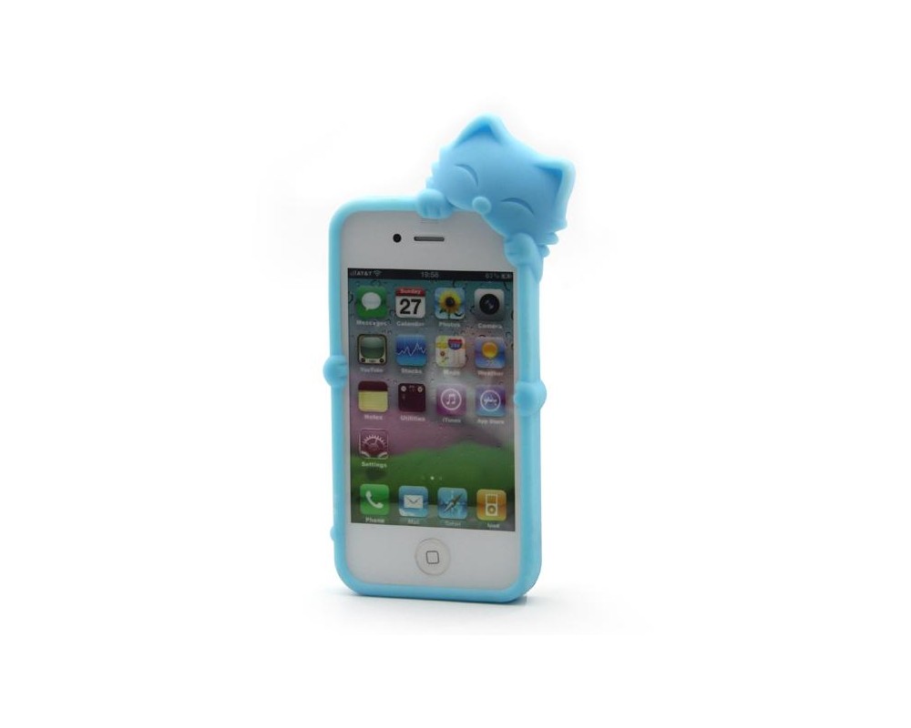 blue gato style silicone case for iphone 4/4s