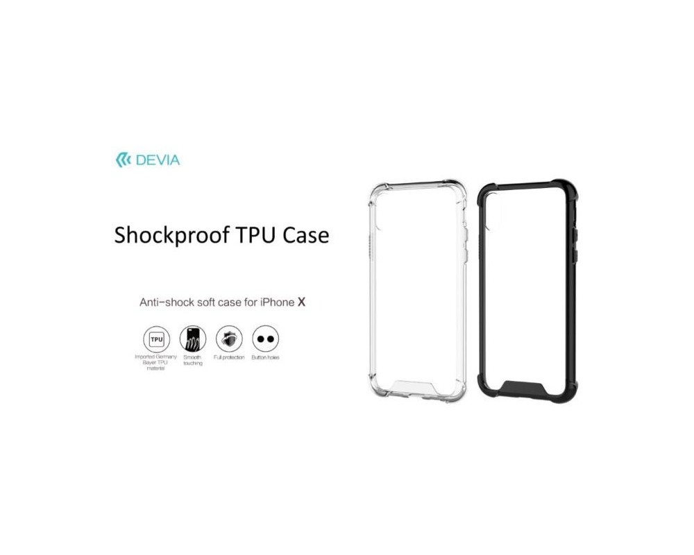 Cover Devia Shockproof in TPU Flessibile per iPhone X Clear