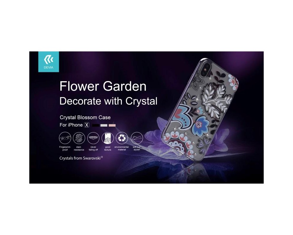 Cover Swarovski Crystal Bloosom per iPhone X Silver