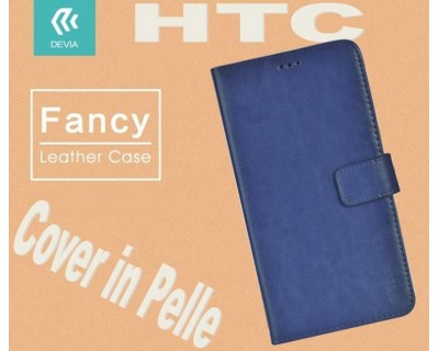 Custodia a Libro in Pelle Per HTC X9 Blu