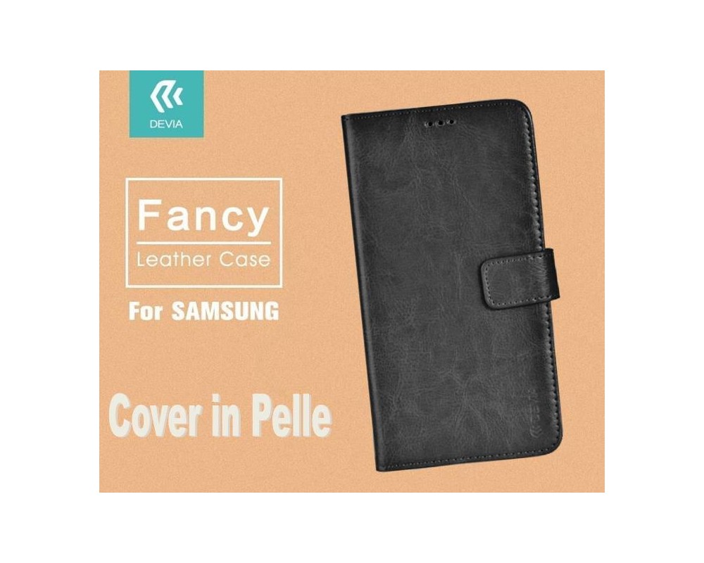 Custodia a Libro in Pelle Per Samsung Galaxy J1  Nera
