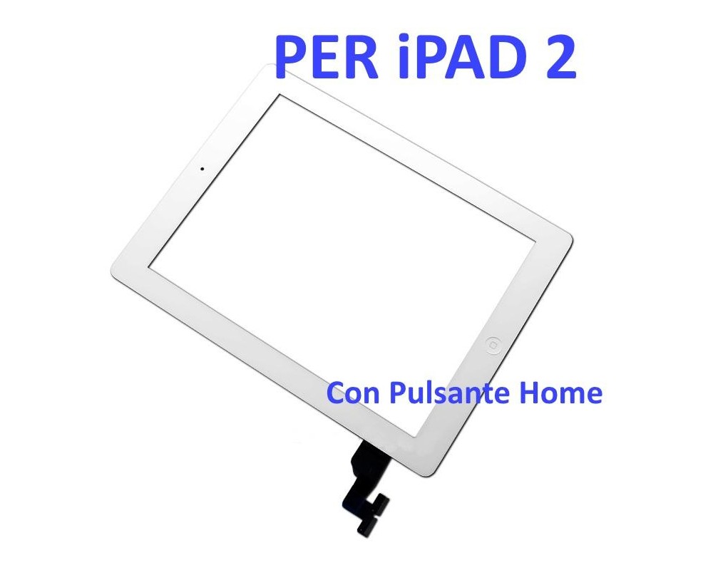 Touch Screen con Pulsante Home e Adesivo per iPad 2 Bianco