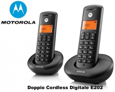 TELEFONO CORDLESS DOPPIO E202 MOTOROLA NERO
